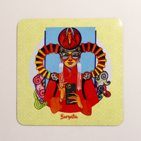 Магнит квадратный "Девушка фотограф"