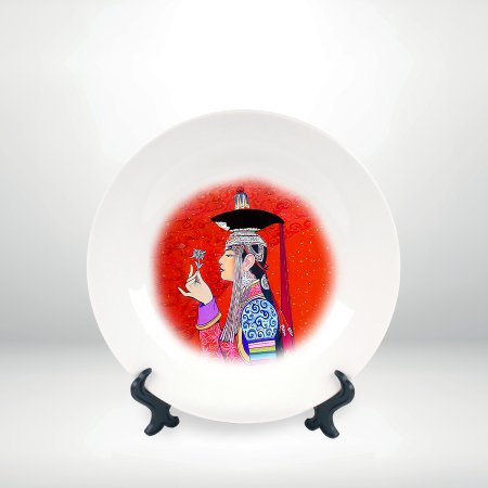 Тарелка декоративная "Девушка с эдельвейсом"